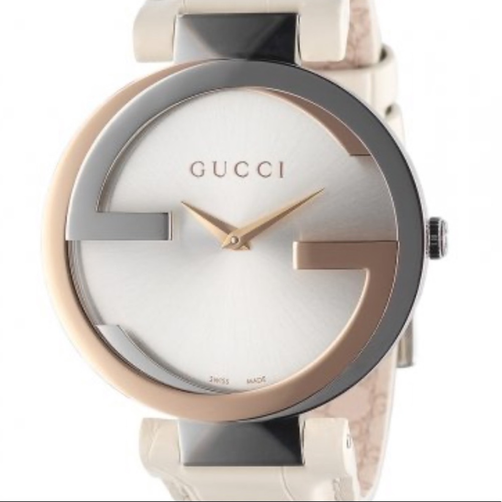 🆕🔥GUCCI 18K Rose Gold&Stainless Watch YA133303 W 2 straps